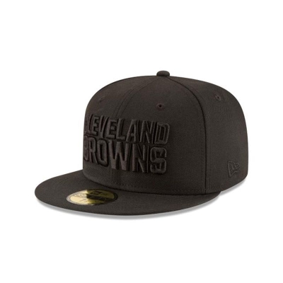 Black Cleveland Browns Hat - New Era NFL Black On Black 59FIFTY Fitted Caps USA8726954